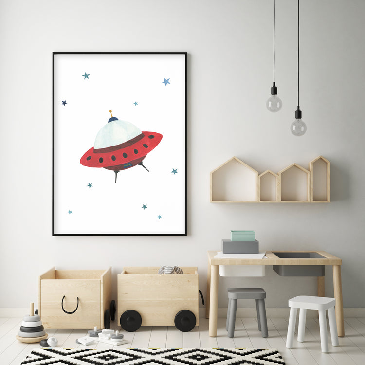 UFO Print - Outer Space Nursery - The Small Art Project - Modern Nursery Prints