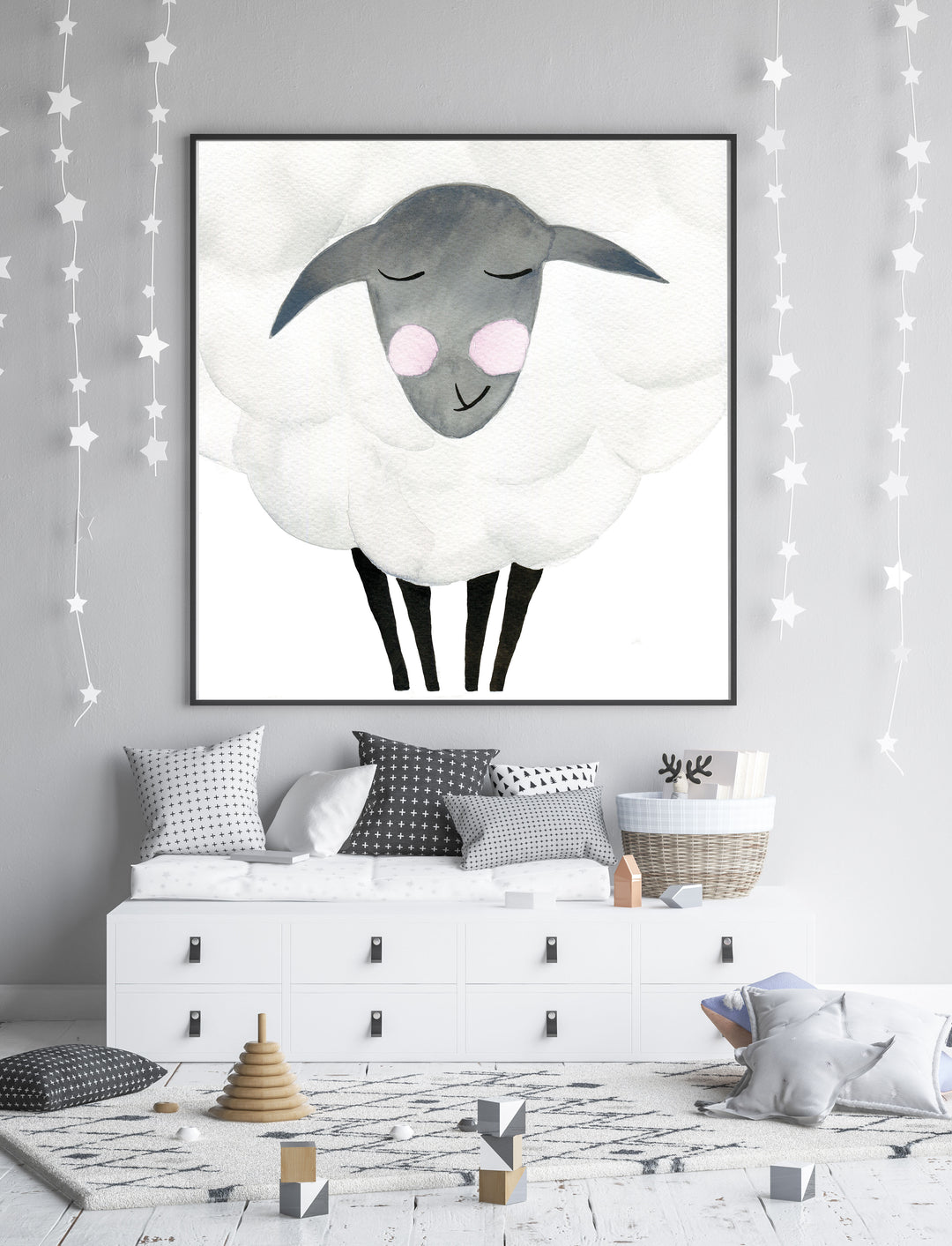 Mama Sheep - Watercolor Nursery wall art - The Small Art Project