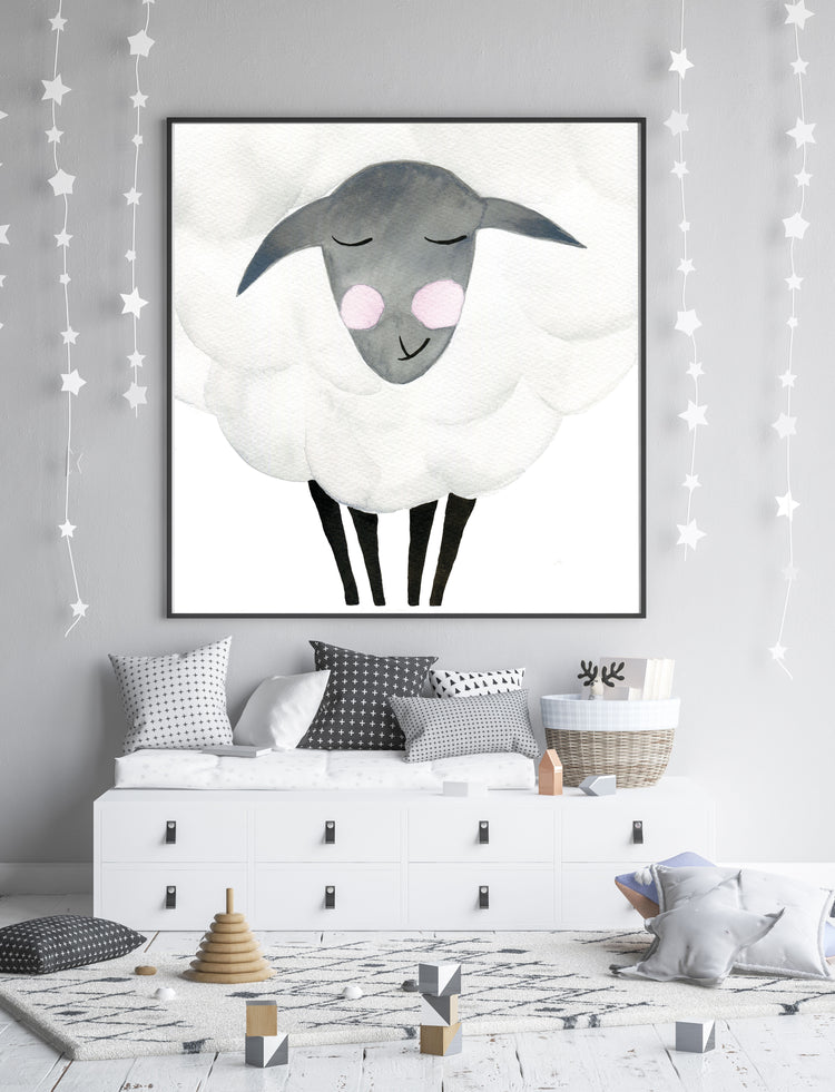 Mama Sheep - Watercolor Nursery wall art - The Small Art Project