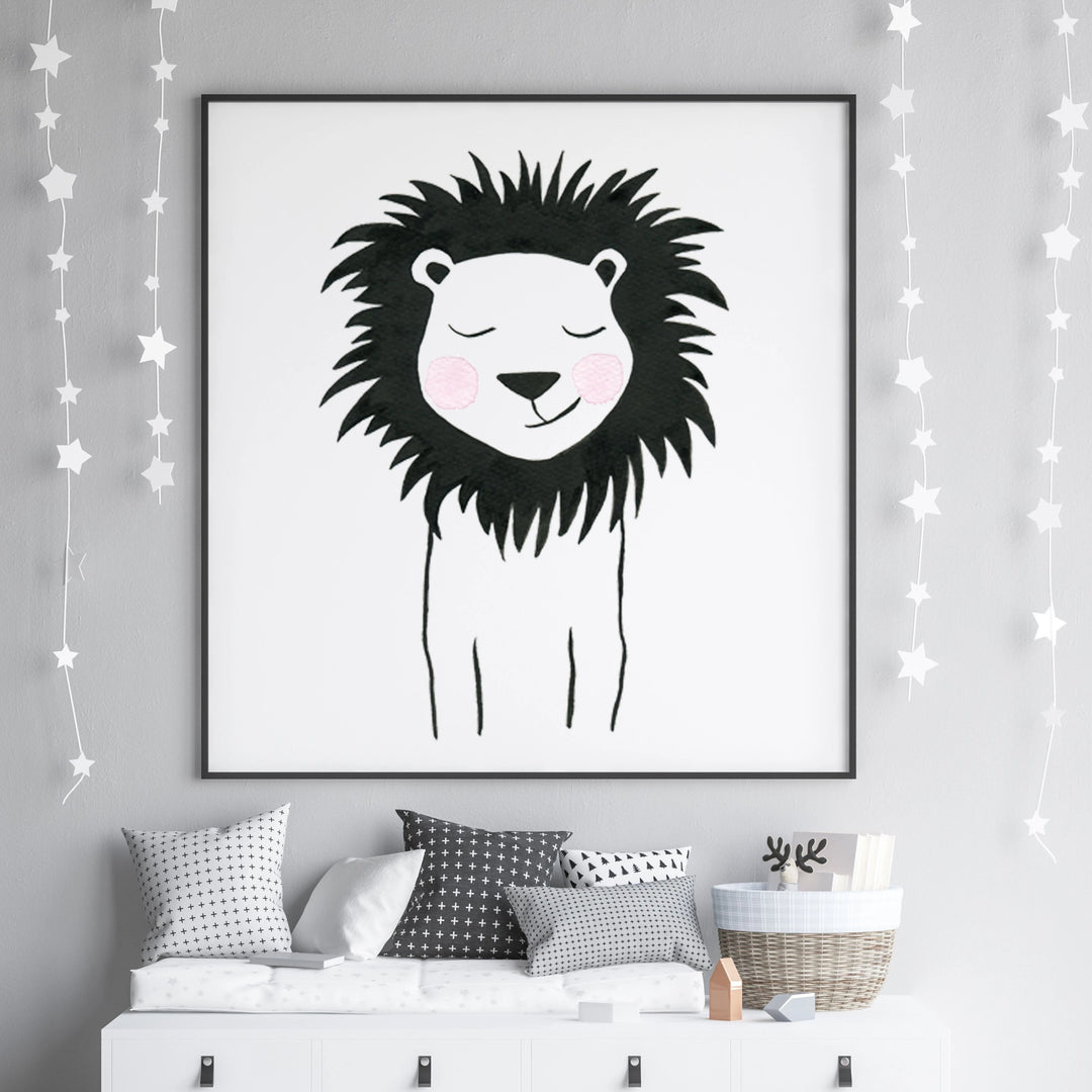 Black &amp; White Lion - Safari Animals Nursery - The Small Art Project
