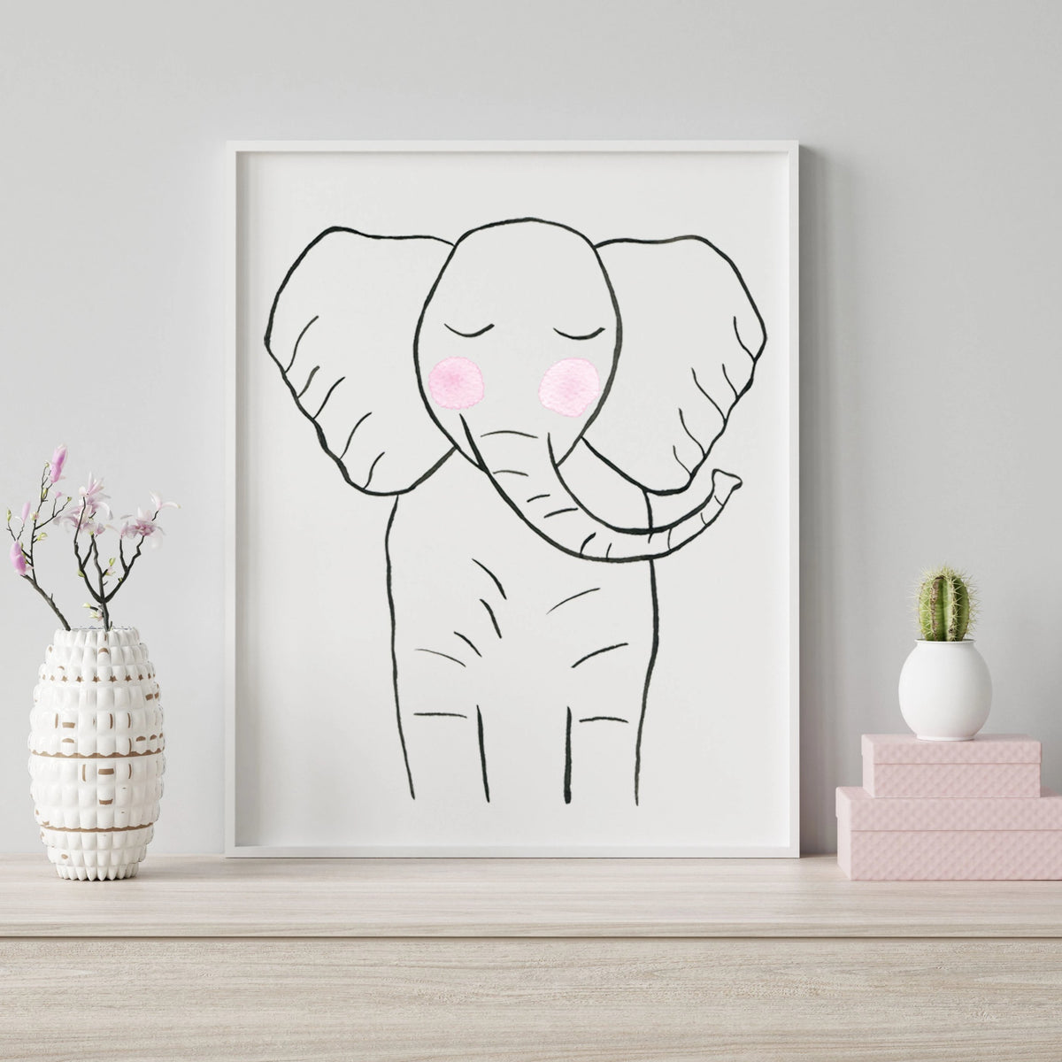 Set of 6 Black & White Animals - Safari Nursery Wall Art - The Small Art Project