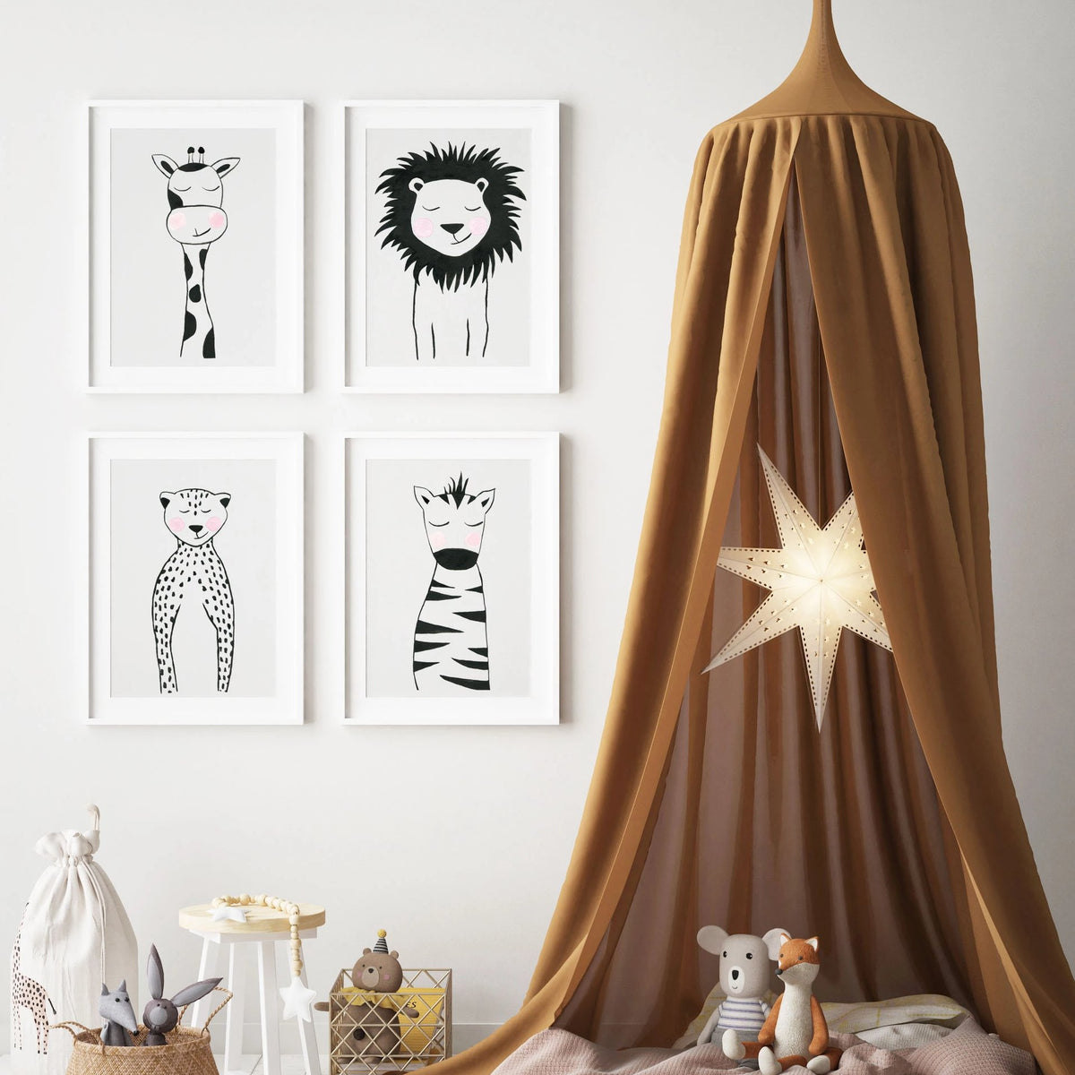 Black & White Cheetah - Safari Animals Nursery - The Small Art Project