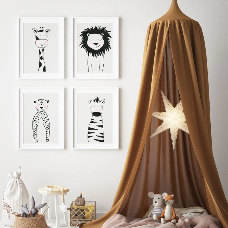 Black & White Lion - Safari Animals Nursery - The Small Art Project