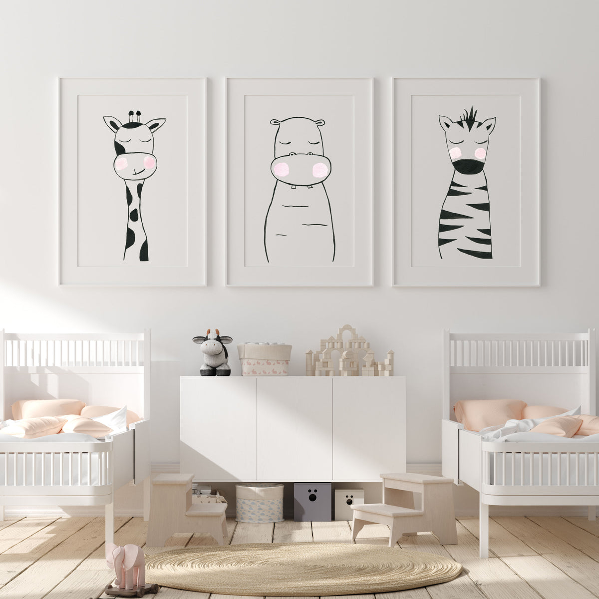 Black & White Zebra - Safari Animals Nursery - The Small Art Project
