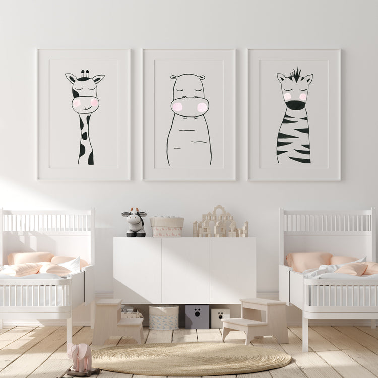 Black & White Zebra - Safari Animals Nursery - The Small Art Project