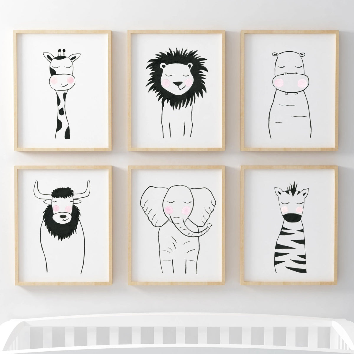 Black & White Lion - Safari Animals Nursery - The Small Art Project