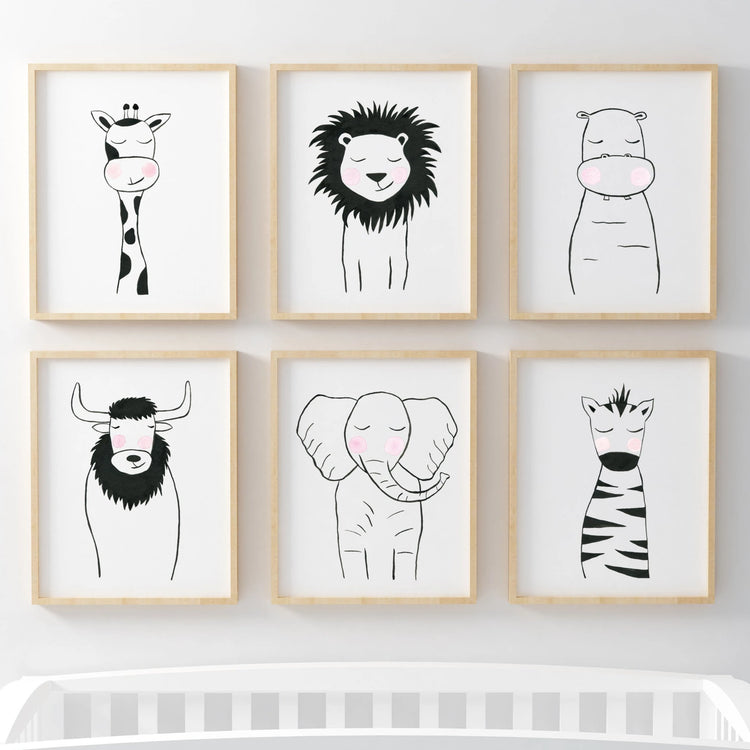Black & White Lion - Safari Animals Nursery - The Small Art Project