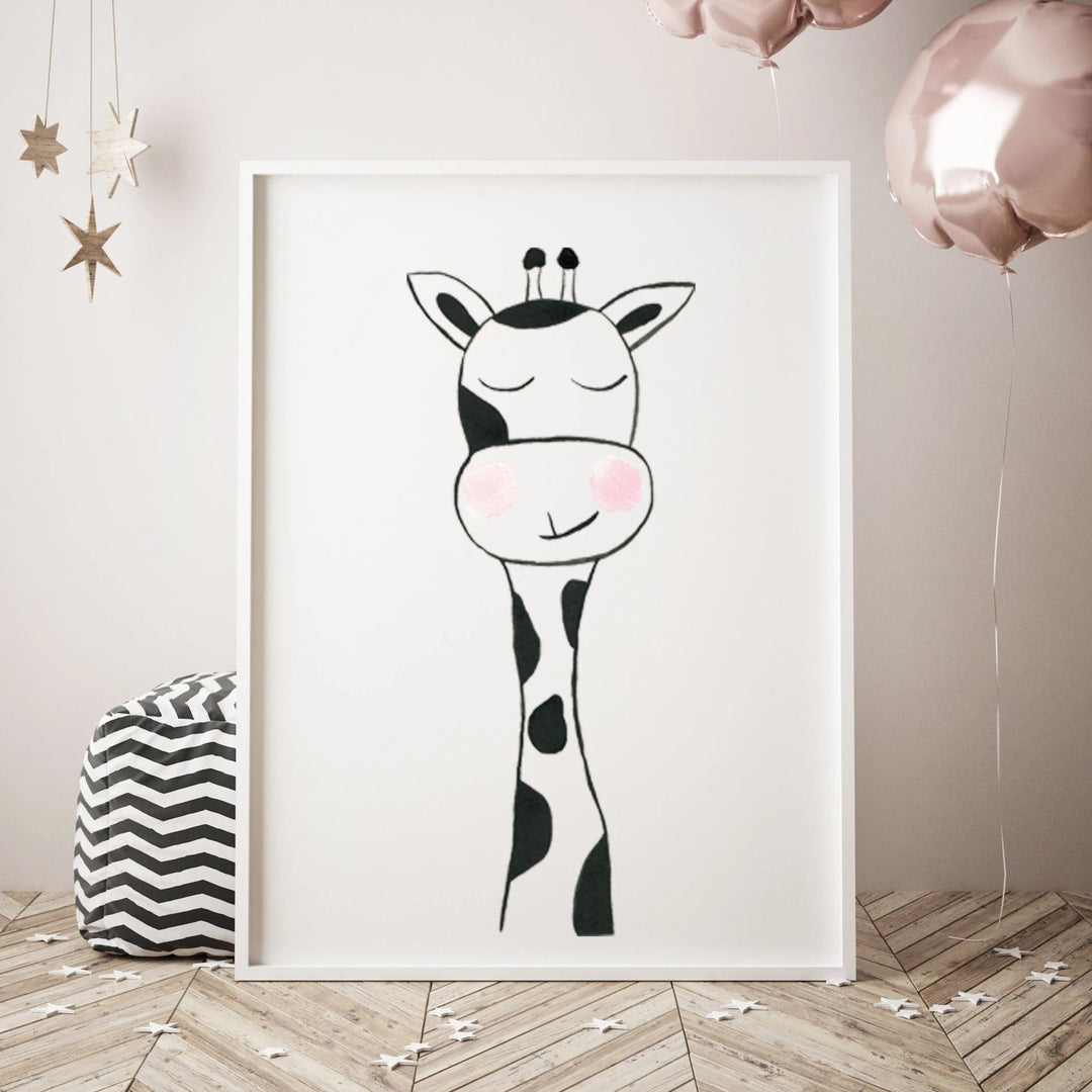 Black &amp; White Giraffe - Safari Animals Nursery - The Small Art Project