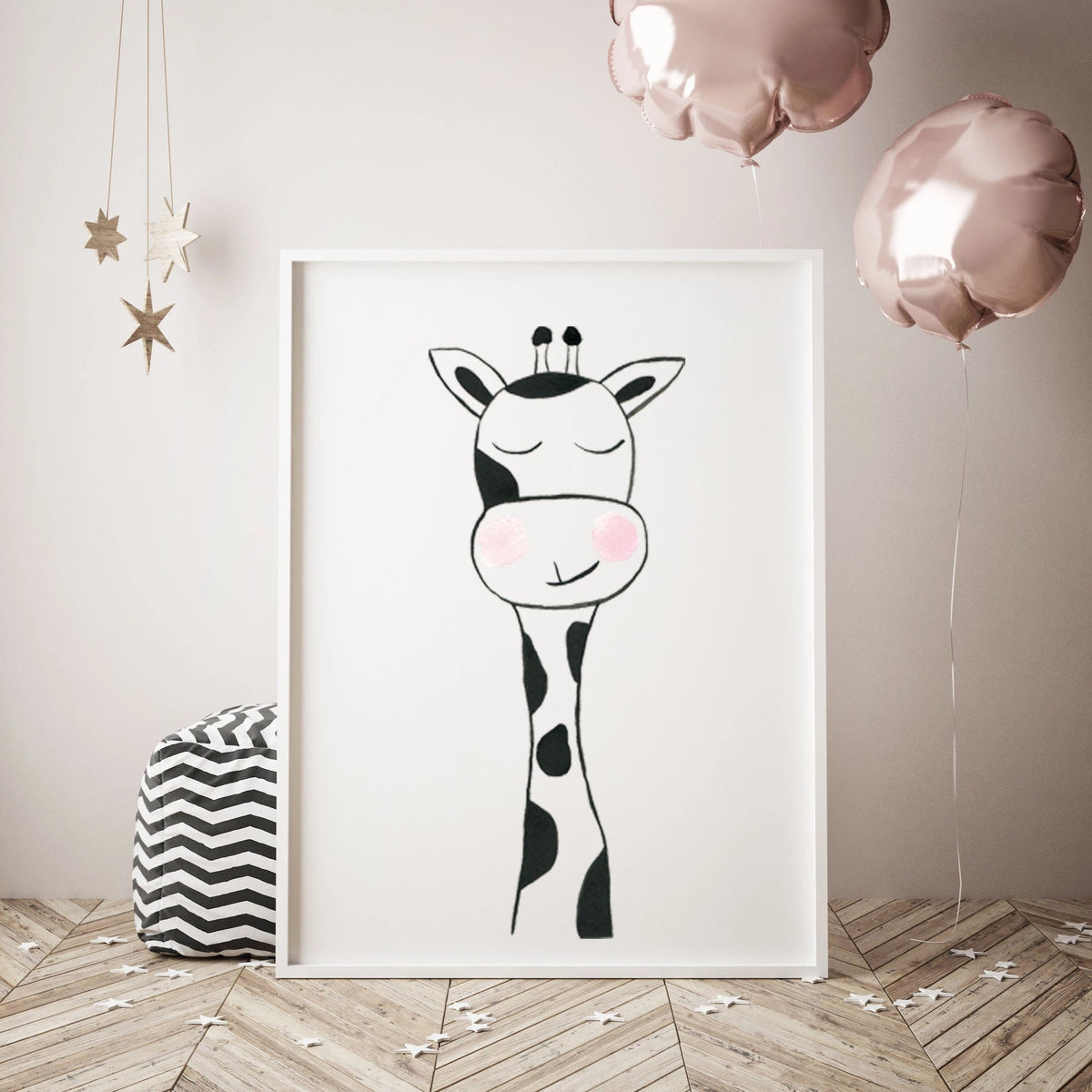Set of 6 Black & White Animals - Safari Nursery Wall Art - The Small Art Project