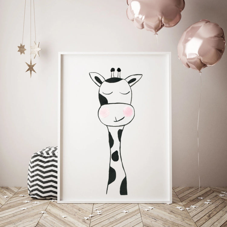 Set of 6 Black & White Animals - Safari Nursery Wall Art - The Small Art Project