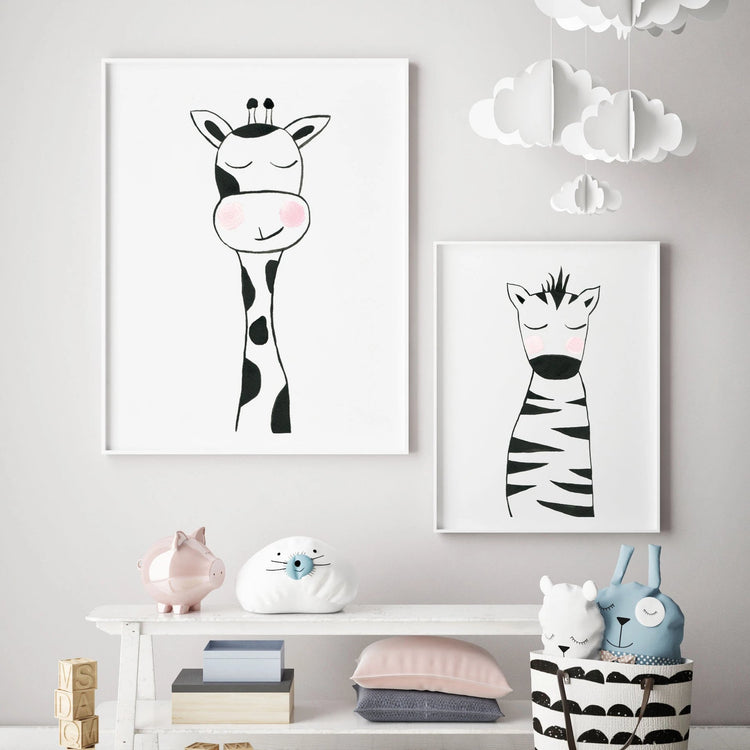 Black & White Zebra - Safari Animals Nursery - The Small Art Project