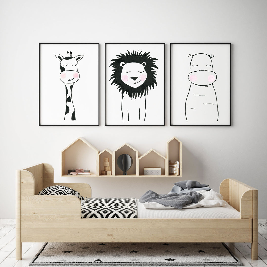 Black &amp; White Giraffe - Safari Animals Nursery - The Small Art Project