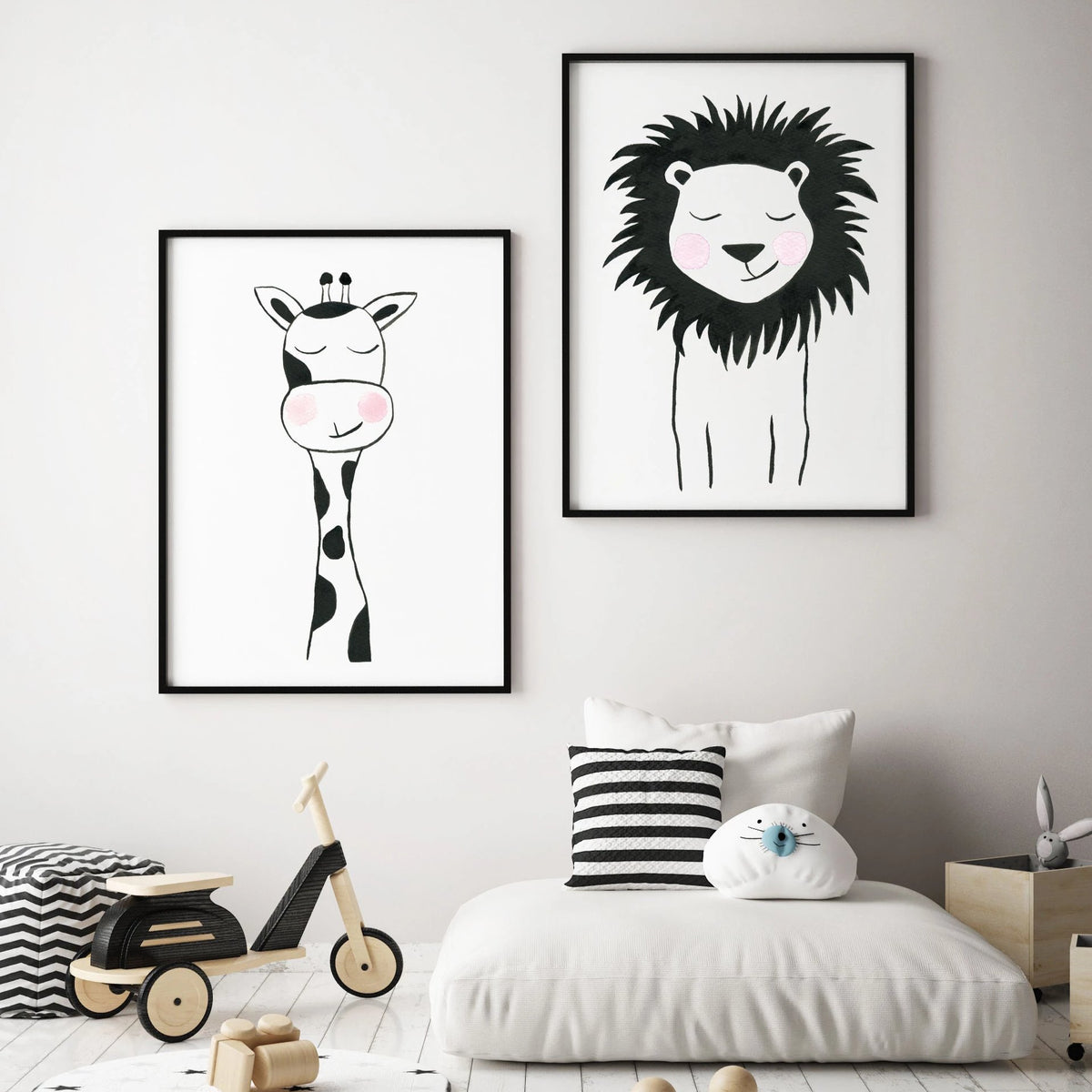 Black & White Lion - Safari Animals Nursery - The Small Art Project