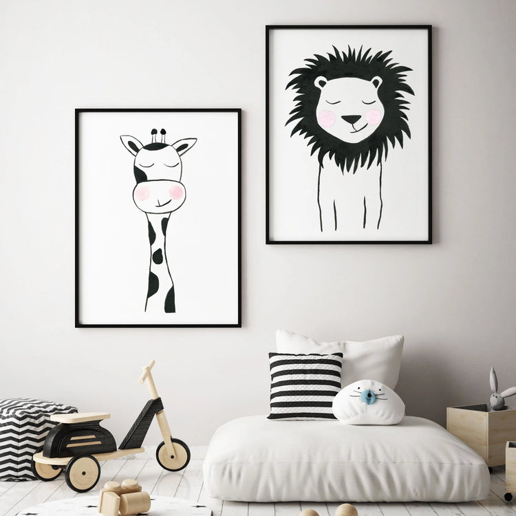 Black & White Lion - Safari Animals Nursery - The Small Art Project