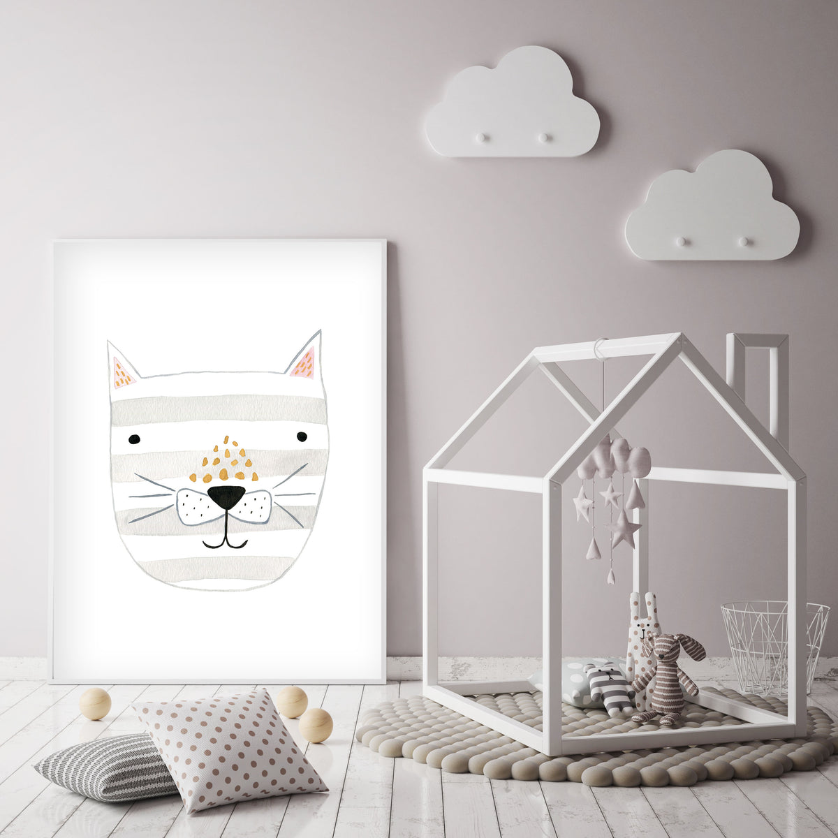 Grey Kitty - Cat Nursery Wall Art - The Small Art Project